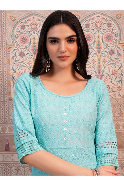 Vishudh By Styli Blue Ethnic Motifs Embroidered Sequined Anarkali Kurta