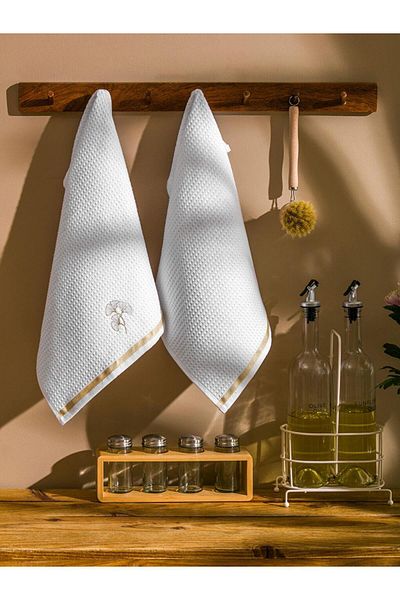 LC Waikiki Lcw Home Flower Embroidered Drying Cloth 2 Pack 40X50 cm