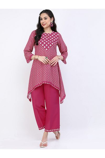 Vishudh By Styli Women Pink Printed Kurta with Trousers