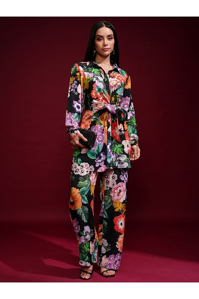 Vishudh By Styli Floral Printed Spread Collar Shirt with Trousers Co-Ords