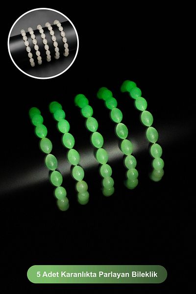 The Collection 5 Pieces Glow in the Dark Green Highlighter Cat's Eye Powder Amber Bracelet 5-Piece Bracelet