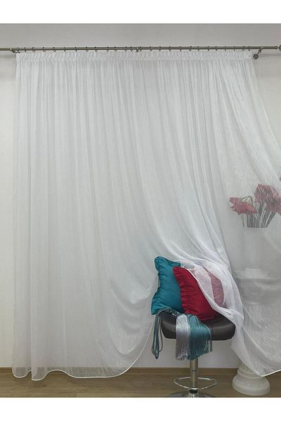 Liz Line Perdea brodata, culoare alba, colectia Borangique by Liz Line, cu rejansa, 400x245cm - PD0094