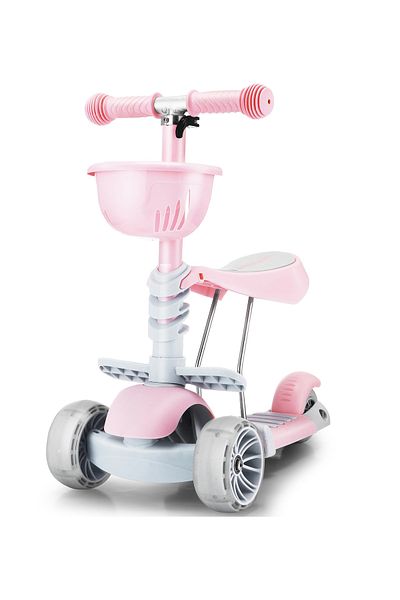 ACTION ONE Trotineta Kinder XS 3 in 1 cu roti luminoase, roz