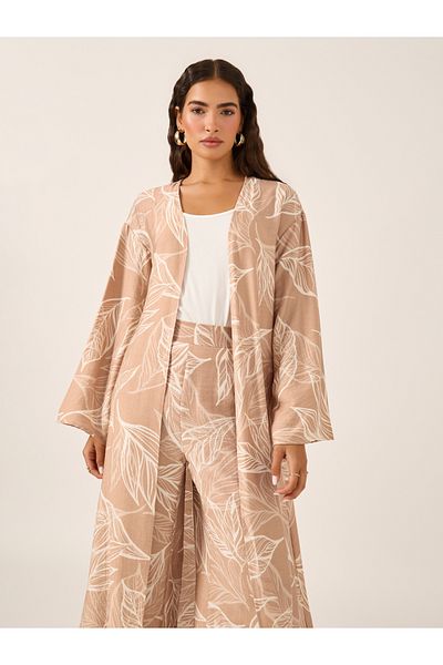 Styli Floral Print Kimono and Wide Leg Trousers Co-Ords