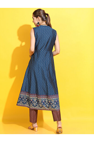 Vishudh By Styli Women Printed Kurta with Trouser & Jacket Set