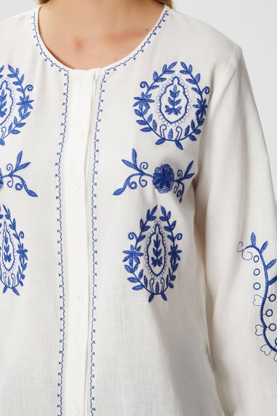 Ritnice Cămașă țesută obișnuită din bumbac brodat Merit pentru femei