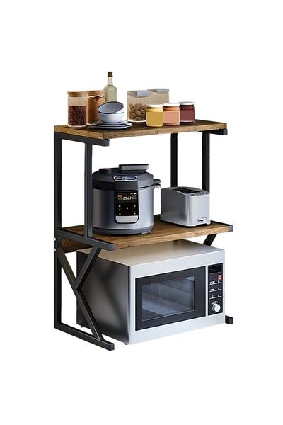 Quasar & Co. Universal Shelf ®, Microwave-safe, 2 Levels, 54x37x68.5cm, wood/metal, brown