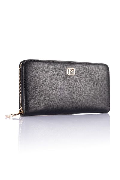 Getcho Mademoiselle Javed Women's Black Zippered Large Size Simple Design Card Holder Compartment Wallet Model