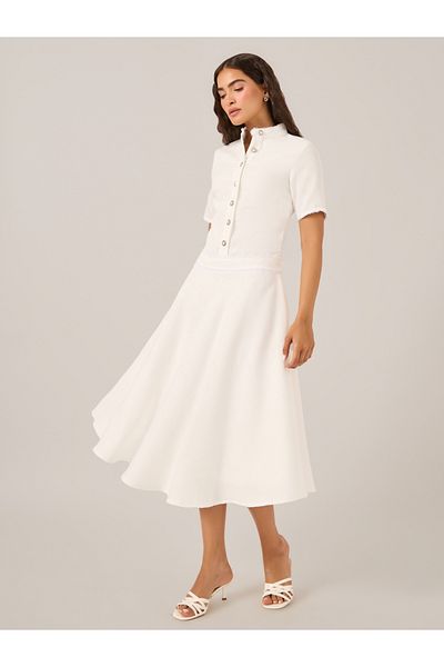 Styli Plain Short Sleeves A-Line Midi Dress