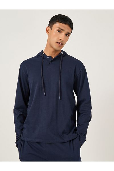 Styli Solid Long Sleeves Hoodie and Pyjama Set