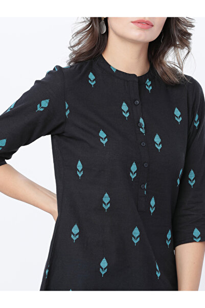 Vishudh By Styli Women Black Printed Cotton Kurta Set