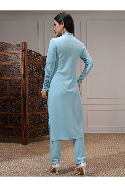 Vishudh By Styli Women Blue Floral Kurta and Trousers Set