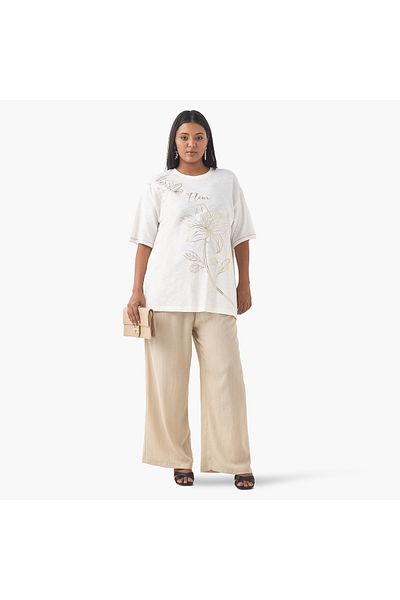 Ulla Popken Plus Size Ulla Popken Pants with Elasticated Waistband and Pockets