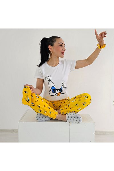 6 butik altı üstü butik Σετ Πιτζάμες Tweety Print-λευκό