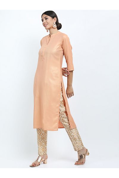 Vishudh By Styli Women Orange Solid Straight Kurta