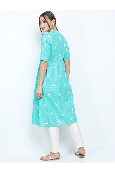 Vishudh By Styli Women Blue Printed Anarkali Kurta