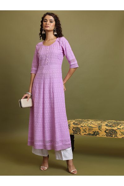 Vishudh By Styli Geometric Embroidered Thread Work Anarkali Kurta