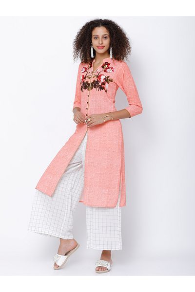 Vishudh By Styli Women Pink Printed Straight Kurta