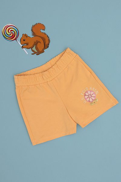 U.S. Polo Assn. Girl's Orange Knitted Shorts 50301011 -Vr202