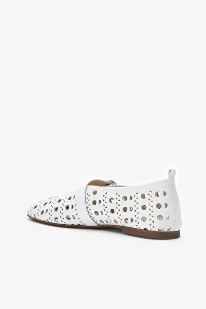 Louis Cardy Taku White Genuine Leather Women's Ballerinas