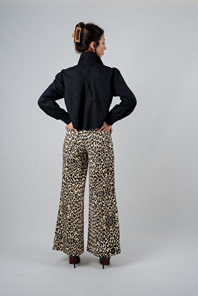 NK Lepor Desenli Mom Yüksek Bel Jean Pantolon Leopard X Leo Rush