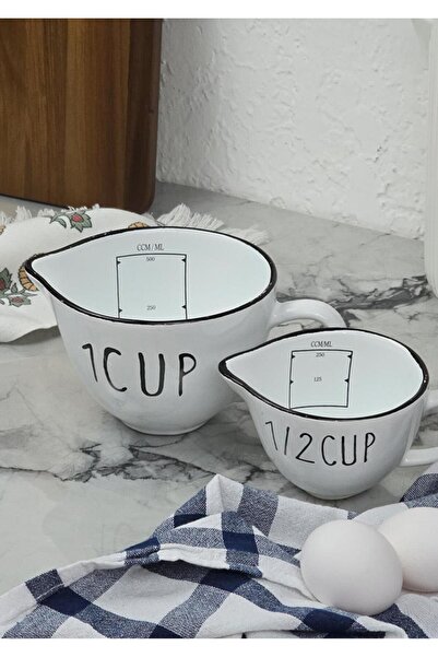 HomeTarz Loza 2-Piece Measuring Cup Set - Porcelain Measuring Cup Set - 2 Pieces