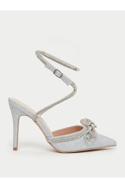 Styli Embellished Bow Detail Gladiator Strap Heel Shoes