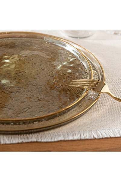 Chakra Regua Amber Gold Servis Tabağı Gold