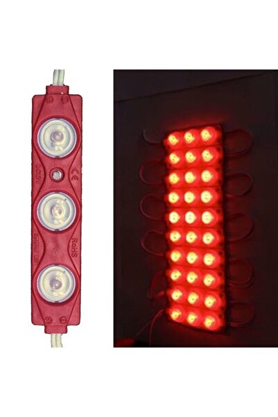 BALP Kırmızı Modül Mercekli 3 Ledli Kablolu Parmak Led 12 v 5 adet
