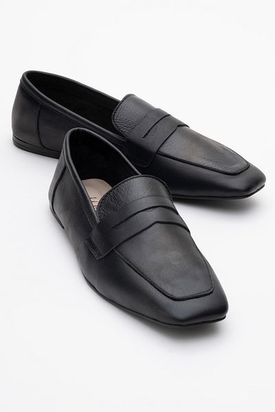 LuviShoes Дамски мокасини от естествена кожа MORNE в черно