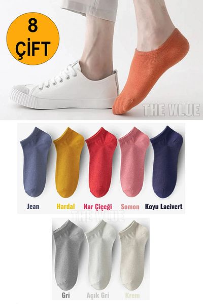 The Wlue Unisex 8-Piece Colorful Invisible Sneaker Socks Below Ankle Summer Socks