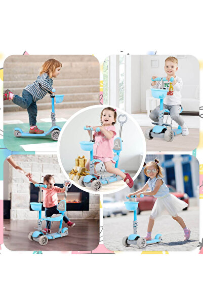 ACTION ONE Kinder XS 5 in 1 scooter with light-up wheels, blue