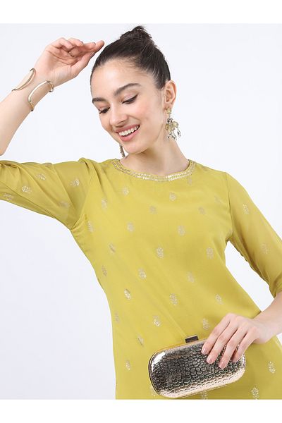 Vishudh By Styli Women Yellow Ethnic Motifs Printed Kurta