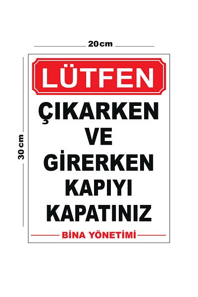 Lucena Close the Door When Entering and Leaving Metal Construction Site Management 20cm X 30cm A4 Size Warning Sign