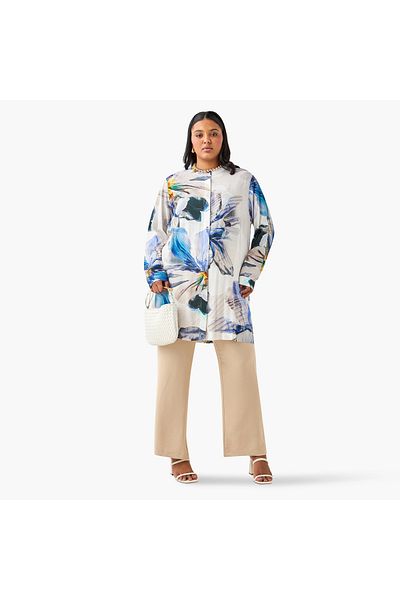 Ulla Popken Plus Size Ulla Popken Wide Leg Trousers with Tie-Up Waist