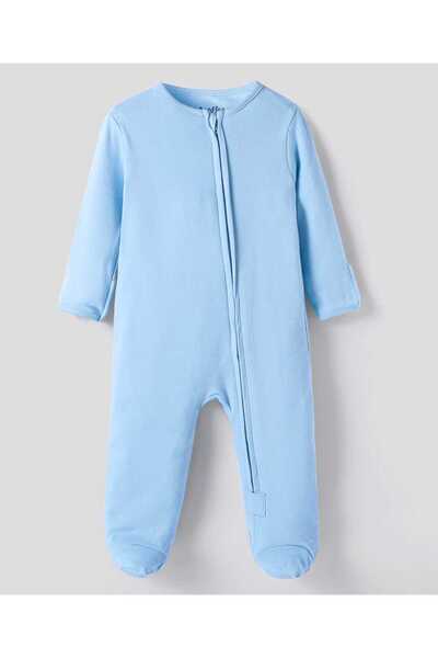 Bonfino Bonfino 100% Cotton Knit Full Sleeve Sleepsuits With Solid Color Pack Of 4 -Blue & White