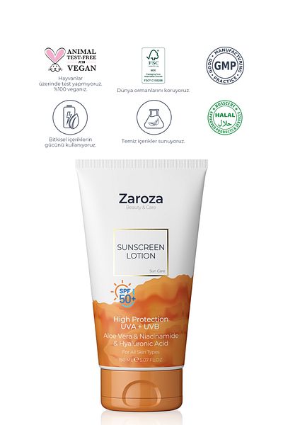 ZAROZA Spf 50 Sunscreen - Suitable for All Skin, 150 ml