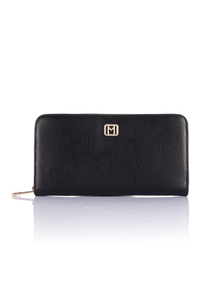 Getcho Mademoiselle Javed Women's Black Zippered Large Size Simple Design Card Holder Compartment Wallet Model