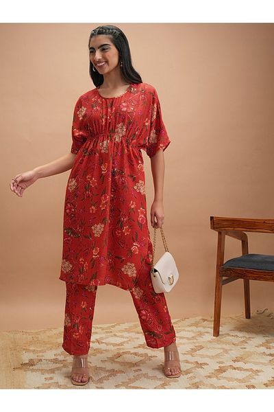 Vishudh By Styli قفطان مطبوع برقبة دائرية مع بنطلون