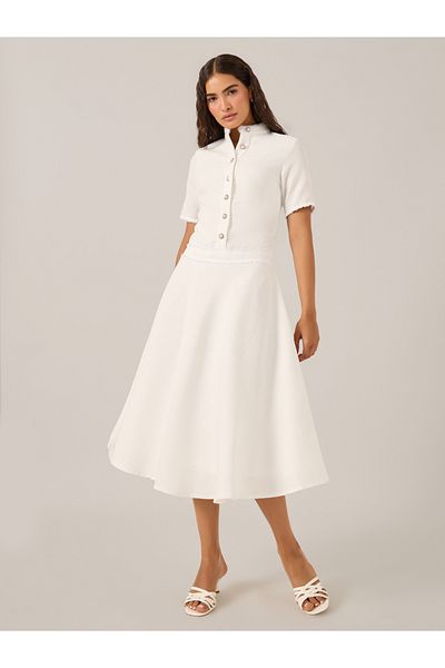 Styli Plain Short Sleeves A-Line Midi Dress
