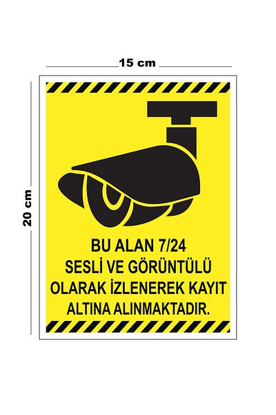 Lucena Metal This Area 7 24 Monitored by Audio and Video Record under 15cm X 20cm Warning Sign Directional