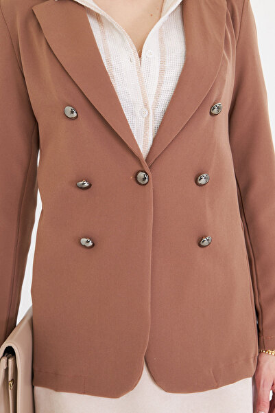 armonika Kadın Vizon Düğmeli Ceket ARM-20K001151