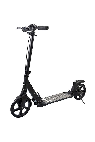 ACTION ONE Trotineta cu doua amortizoare si frana pe disc, neagra