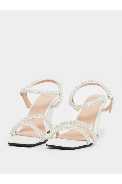 Styli Pearl Embellished Ankle Strap Wedge Heel Sandals