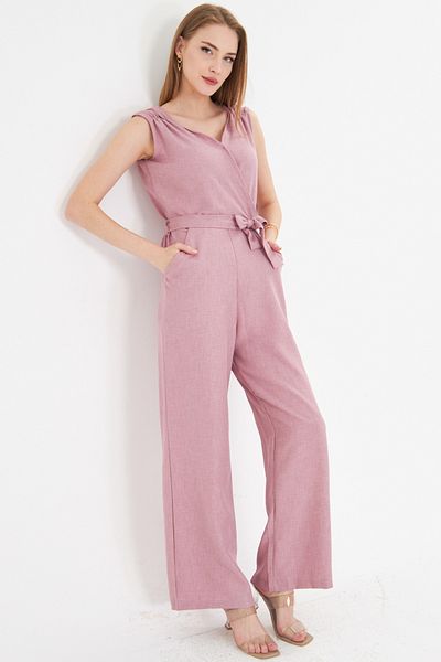 armonika Κρέμα κατά του λιπάσματος Dry Double Breasted Collar Shoulder Rubber Long Jumpsuit ARML-24Y 001049
