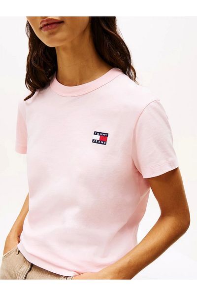 Tommy Jeans Women's Pink Badge Crew Neck T-Shirt