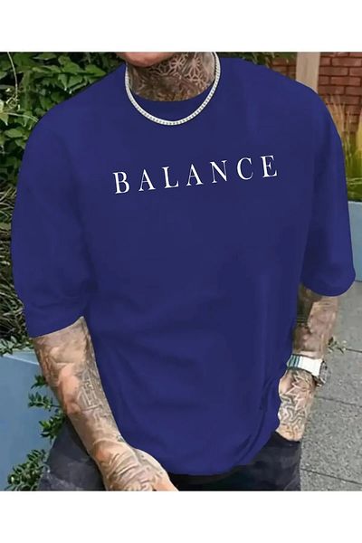 CAST COLLECTİON Ανδρικό μπλουζάκι Saks Blue Balance με στάμπα Oversize