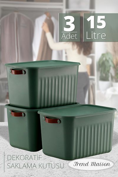 Trend Maison 3-Pack Organization Box - Decorative Storage Box with Lid