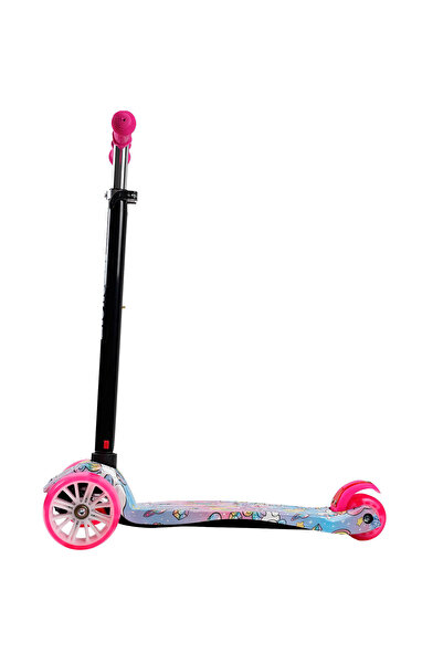 ACTION ONE Trotineta Sweet Dreams Unicorns, cu roti luminoase si late, Roz