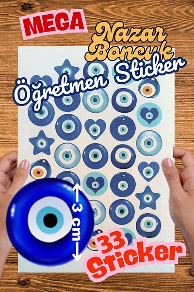Arun Sticker Mega Evil Eye Bead Sticker 33Pcs Teacher Sticker